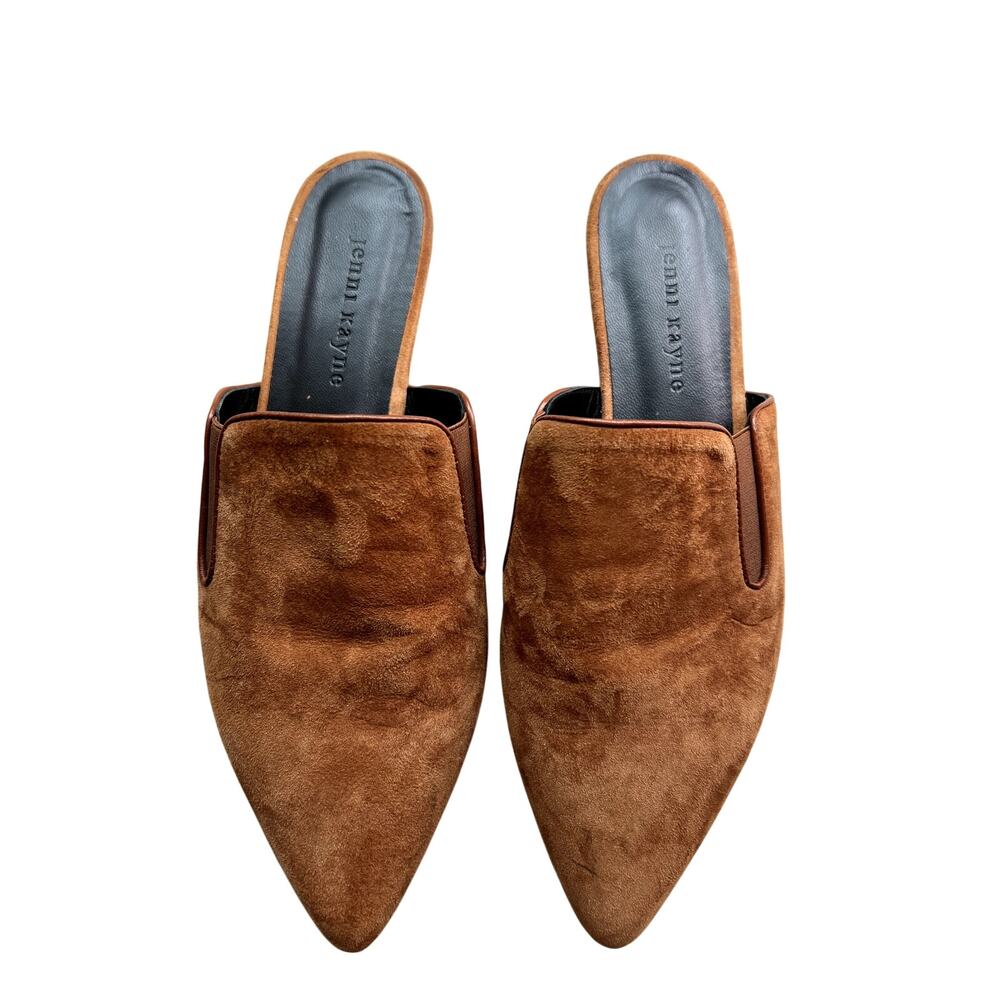 Jenni Kayne Suede Pointed Toe Mules Cognac Brown Slip On Flat Shoe Size 40